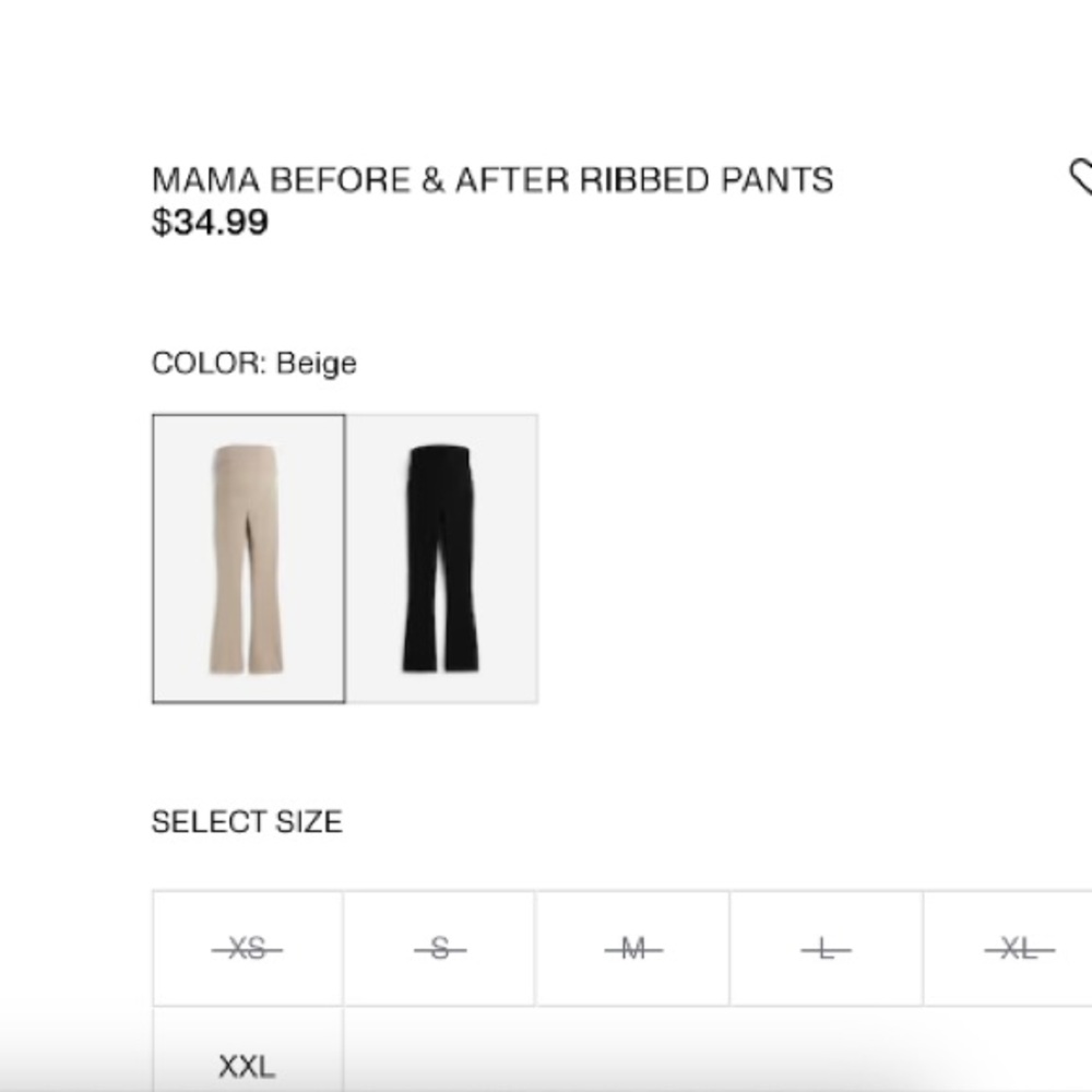 H&M Mama Maternity Women’s Light Beige Melange Before & After Ribbed Pants - Picture 16 of 16